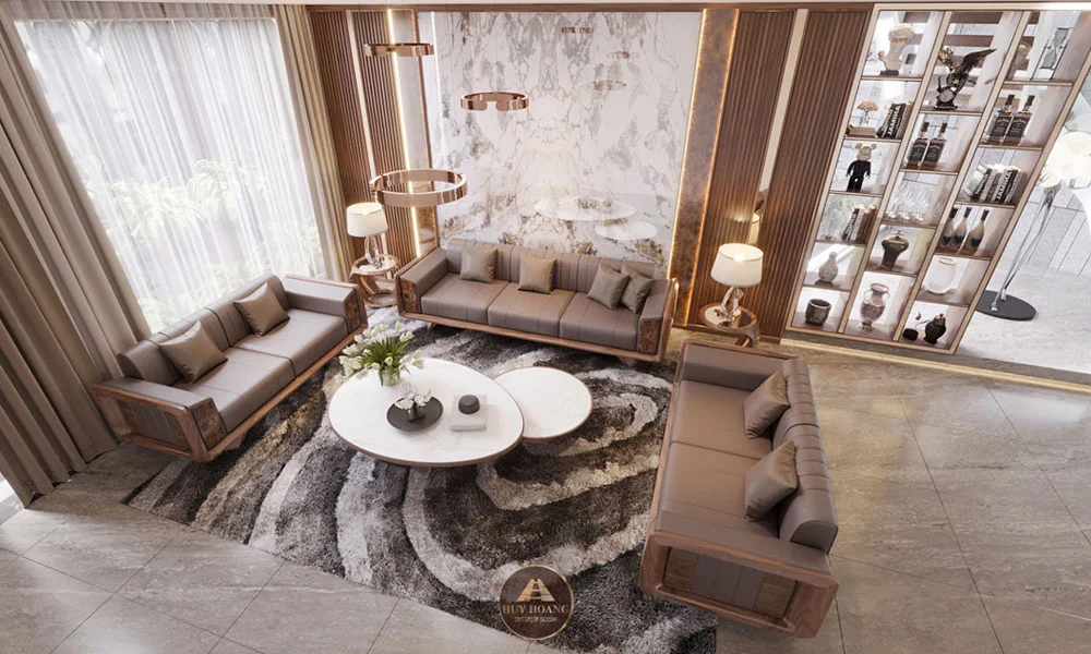 bộ sofa gỗ &oacute;c ch&oacute; chữ U