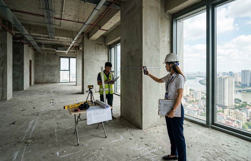 Khảo s&aacute;t mặt bằng hiện trạng trước khi l&ecirc;n phương &aacute;n cải tạo