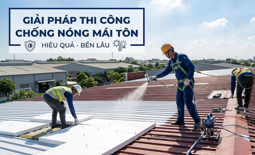 Giải ph&aacute;p thi c&ocirc;ng chống n&oacute;ng m&aacute;i t&ocirc;n hiệu quả