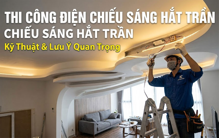 Những lưu &yacute; quan trọng khi thi c&ocirc;ng điện chiếu s&aacute;ng hắt trần