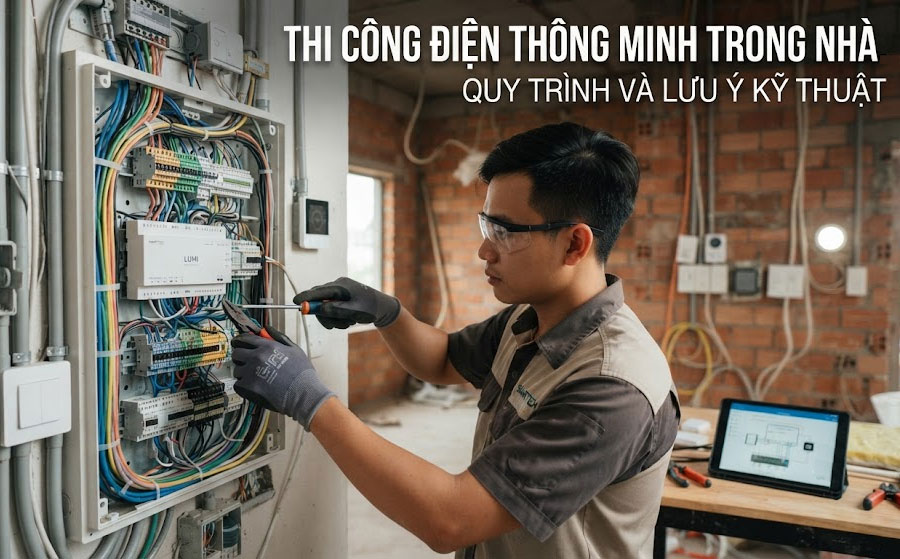 T&igrave;m hiểu quy tr&igrave;nh kỹ thuật v&agrave; những lưu &yacute; khi thi c&ocirc;ng điện th&ocirc;ng minh trong nh&agrave;