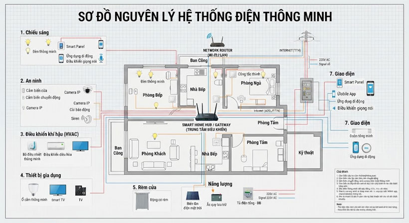 Bản vẽ sơ đồ nguy&ecirc;n l&yacute; hệ thống điện th&ocirc;ng minh