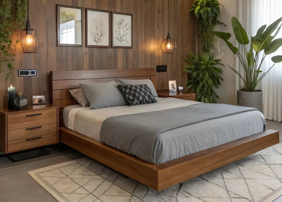 Giường ngủ gỗ &oacute;c ch&oacute; ch&acirc;n bay mang đến cảm gi&aacute;c nhẹ nh&agrave;ng hiện đại v&agrave; đầy tinh tế