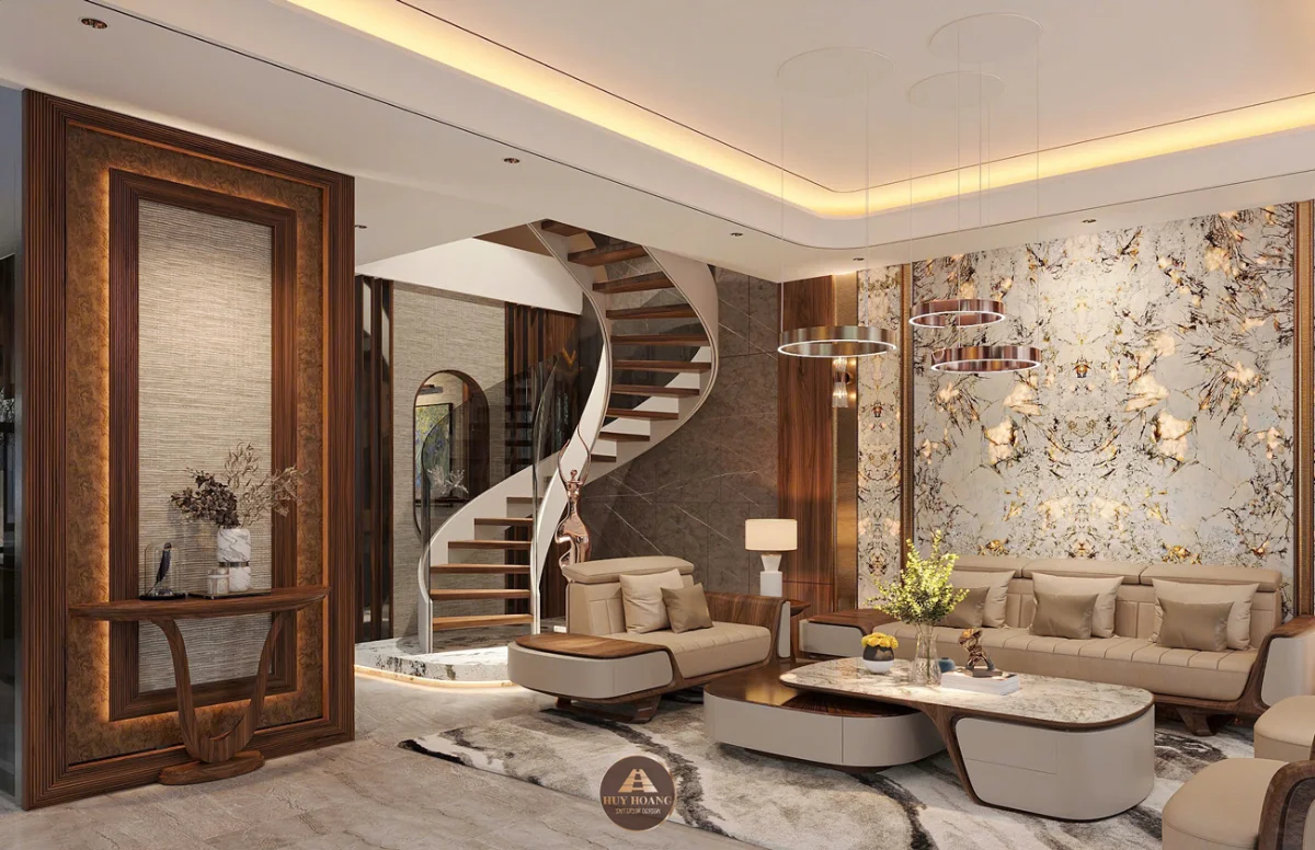 Thiết kế cầu thang xoắn tạo n&ecirc;n dấu ấn kiến tr&uacute;c độc bản cho Penthouse v&agrave; Duplex