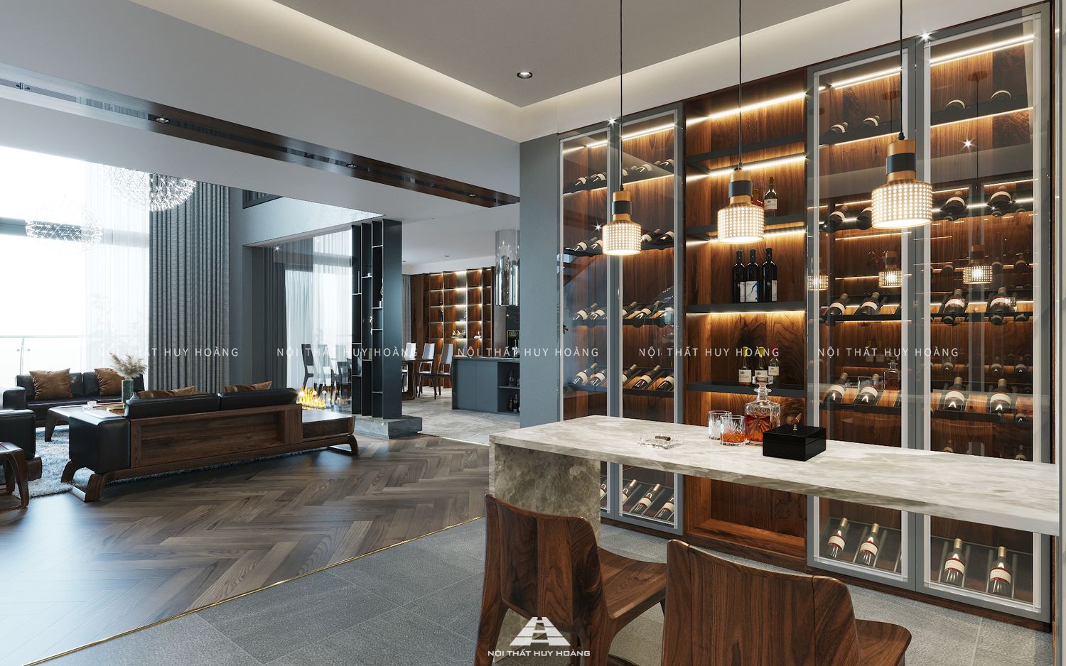 Kh&ocirc;ng gian thưởng rượu chuẩn thượng lưu ngay trong ch&iacute;nh căn Penthouse v&agrave; Duplex