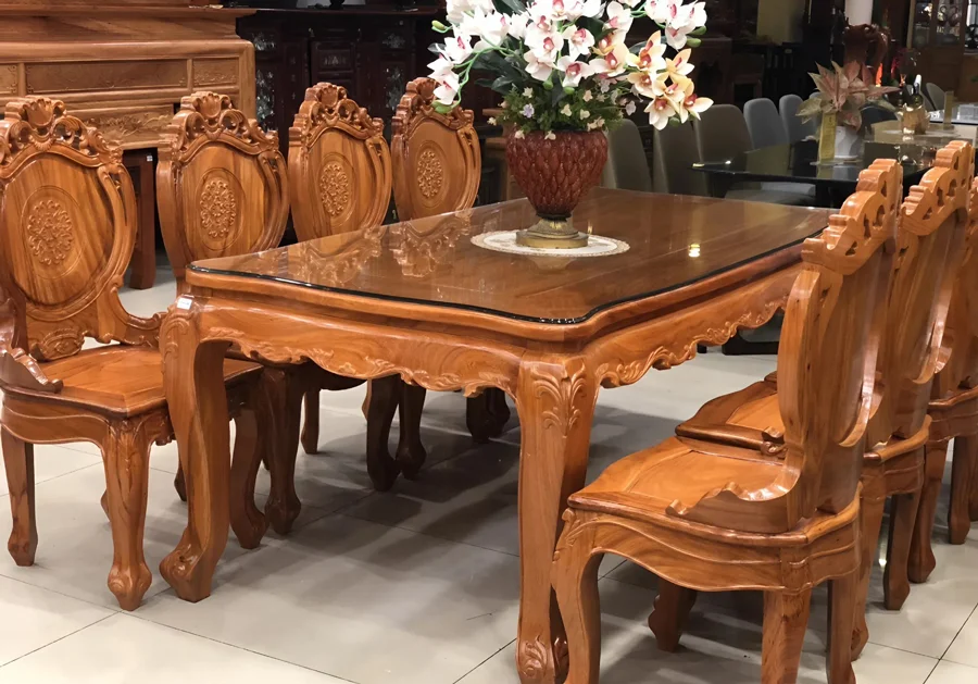 T&igrave;m hiểu chi ti&ecirc;t về b&agrave;n ăn gỗ g&otilde; đỏ