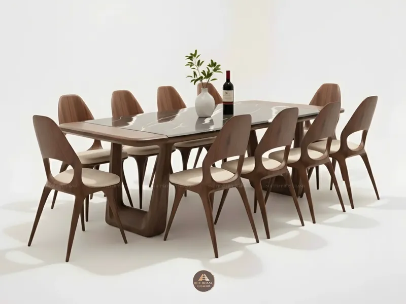 K&iacute;ch thước ti&ecirc;u chuẩn bộ b&agrave;n ăn gỗ &oacute;c ch&oacute; 10 ghế mặt đ&aacute; hiện đại