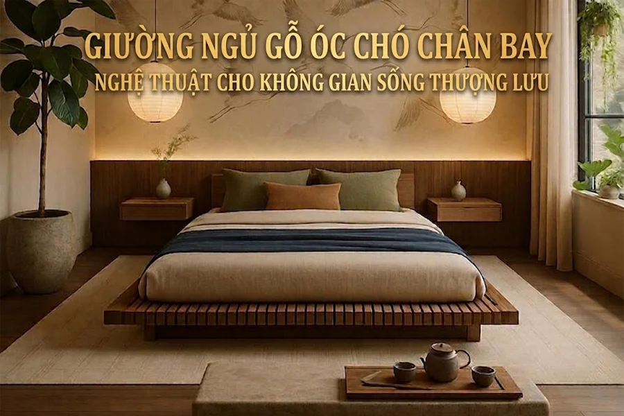 Giường ngủ gỗ &oacute;c ch&oacute; ch&acirc;n bay