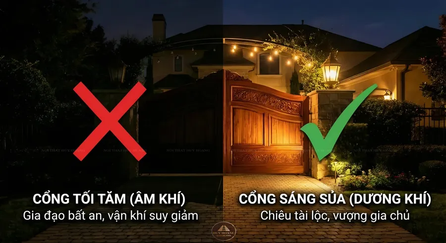 Ki&ecirc;ng kỵ khi l&agrave;m cổng kh&ocirc;ng c&oacute; hệ thống đ&egrave;n