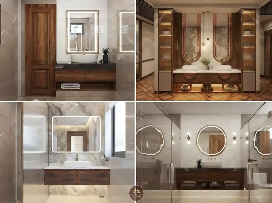 Combo tủ lavabo gỗ &oacute;c ch&oacute; v&agrave; khung gương đồng bộ