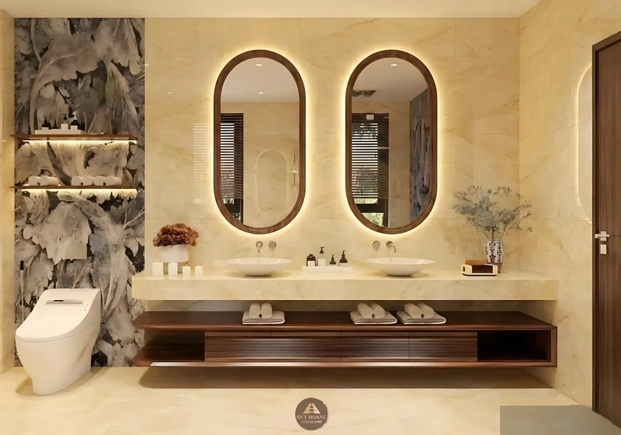 Mẫu tủ lavabo gỗ &oacute;c ch&oacute; tự nhi&ecirc;n che đường ống nước