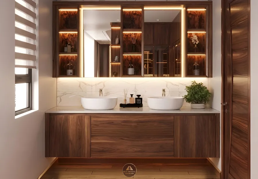 Hệ tủ lavabo gỗ &oacute;c ch&oacute; đ&ocirc;i