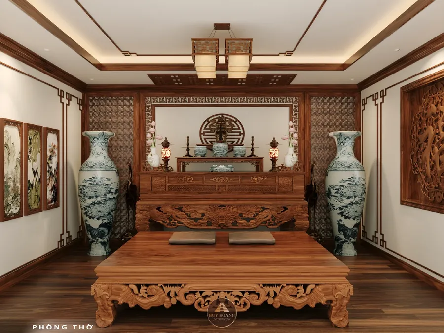 V&aacute;ch ốp gỗ &oacute;c ch&oacute; ph&ograve;ng thờ kết hợp CNC v&agrave; tranh tr&uacute;c chỉ trang nghi&ecirc;m
