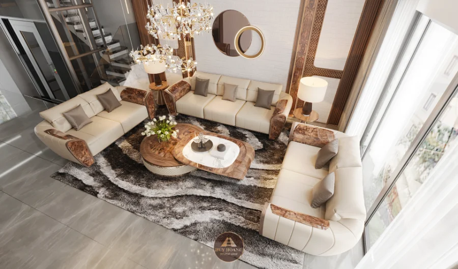 Top 9 mẫu sofa gỗ &oacute;c ch&oacute; đệm m&agrave;u kem Avalon Elite