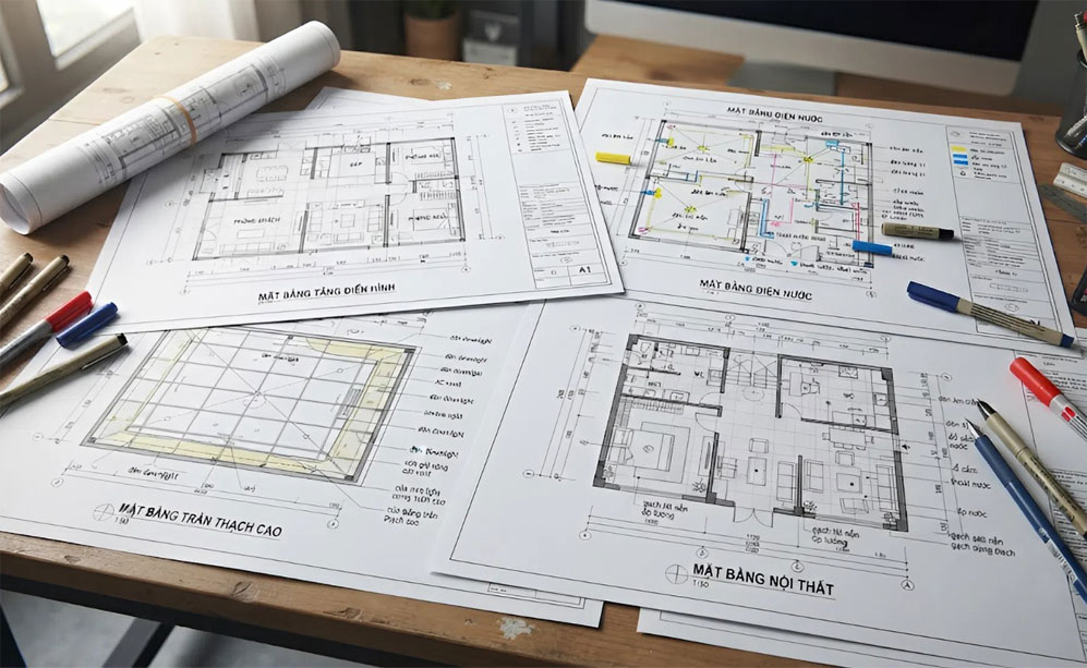 Bản vẽ thiết kế thi c&ocirc;ng nội thất Vinhomes