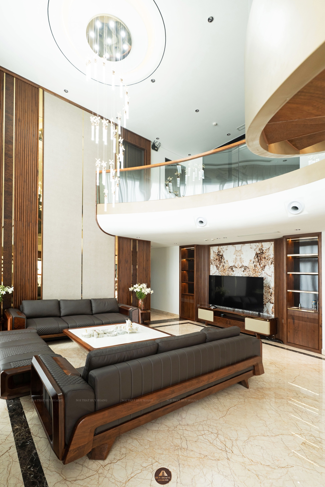 THIẾT KẾ NỘI THẤT GỖ ÓC CHÓ VILLA ĐÔNG ANH