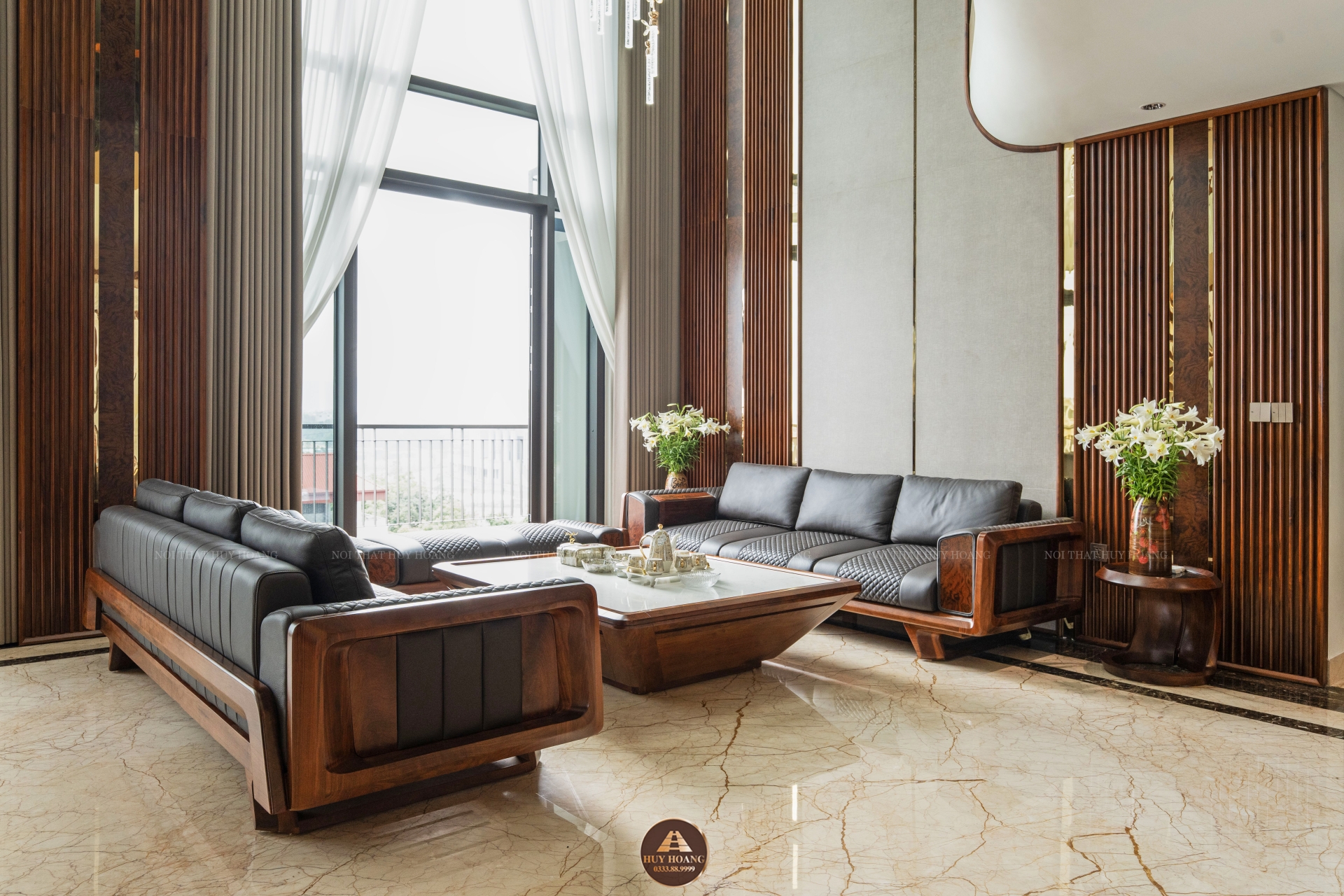 THIẾT KẾ NỘI THẤT GỖ ÓC CHÓ VILLA ĐÔNG ANH