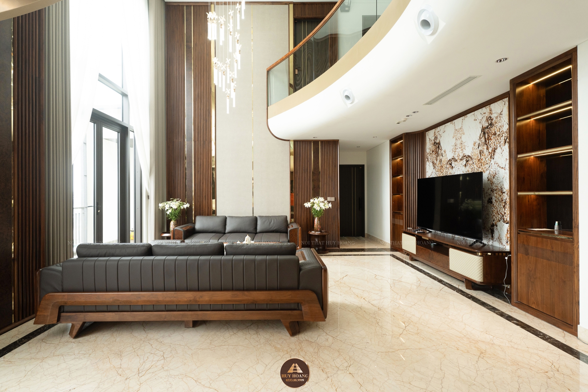 THIẾT KẾ NỘI THẤT GỖ ÓC CHÓ VILLA ĐÔNG ANH