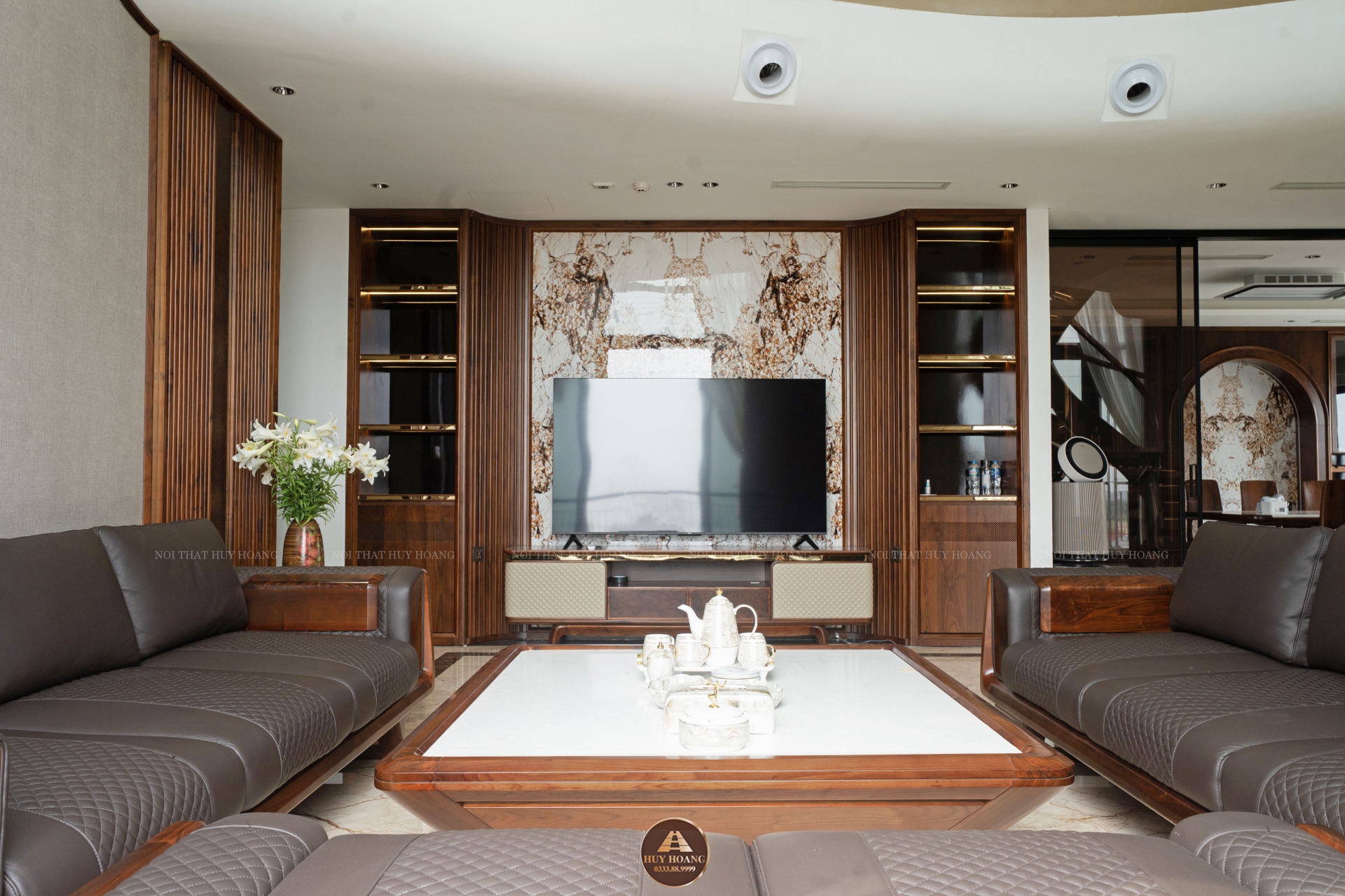 THIẾT KẾ NỘI THẤT GỖ ÓC CHÓ VILLA ĐÔNG ANH