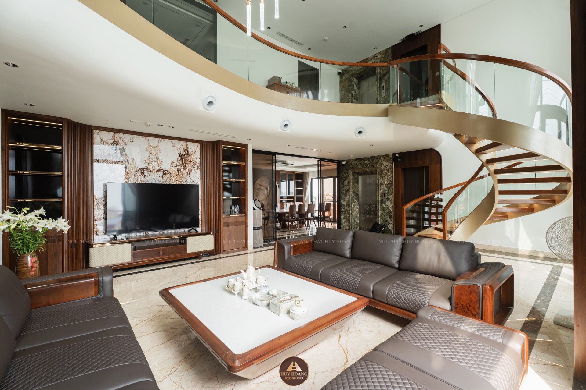 THIẾT KẾ NỘI THẤT GỖ ÓC CHÓ VILLA ĐÔNG ANH