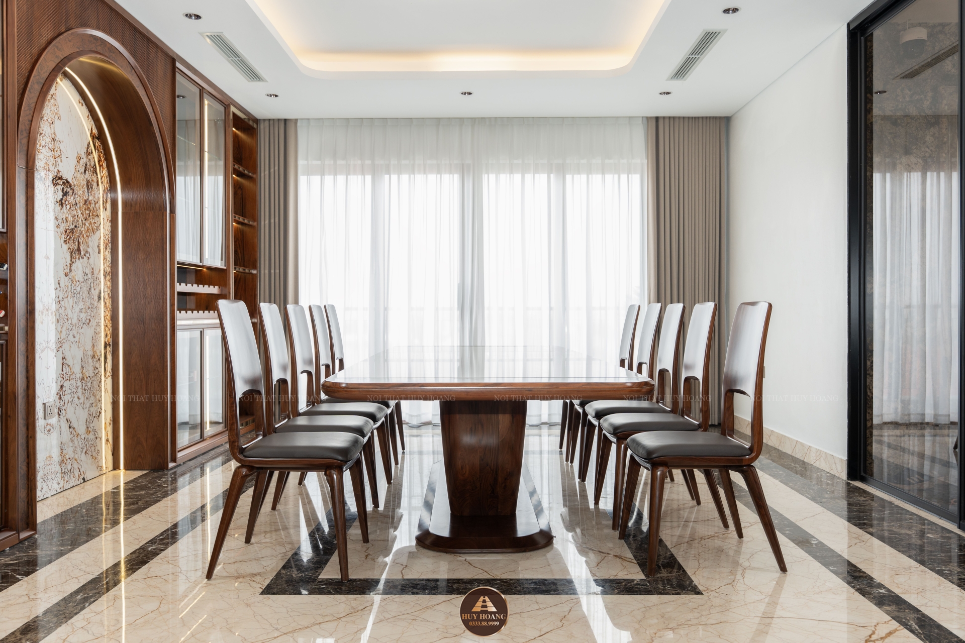 THIẾT KẾ NỘI THẤT GỖ ÓC CHÓ VILLA ĐÔNG ANH