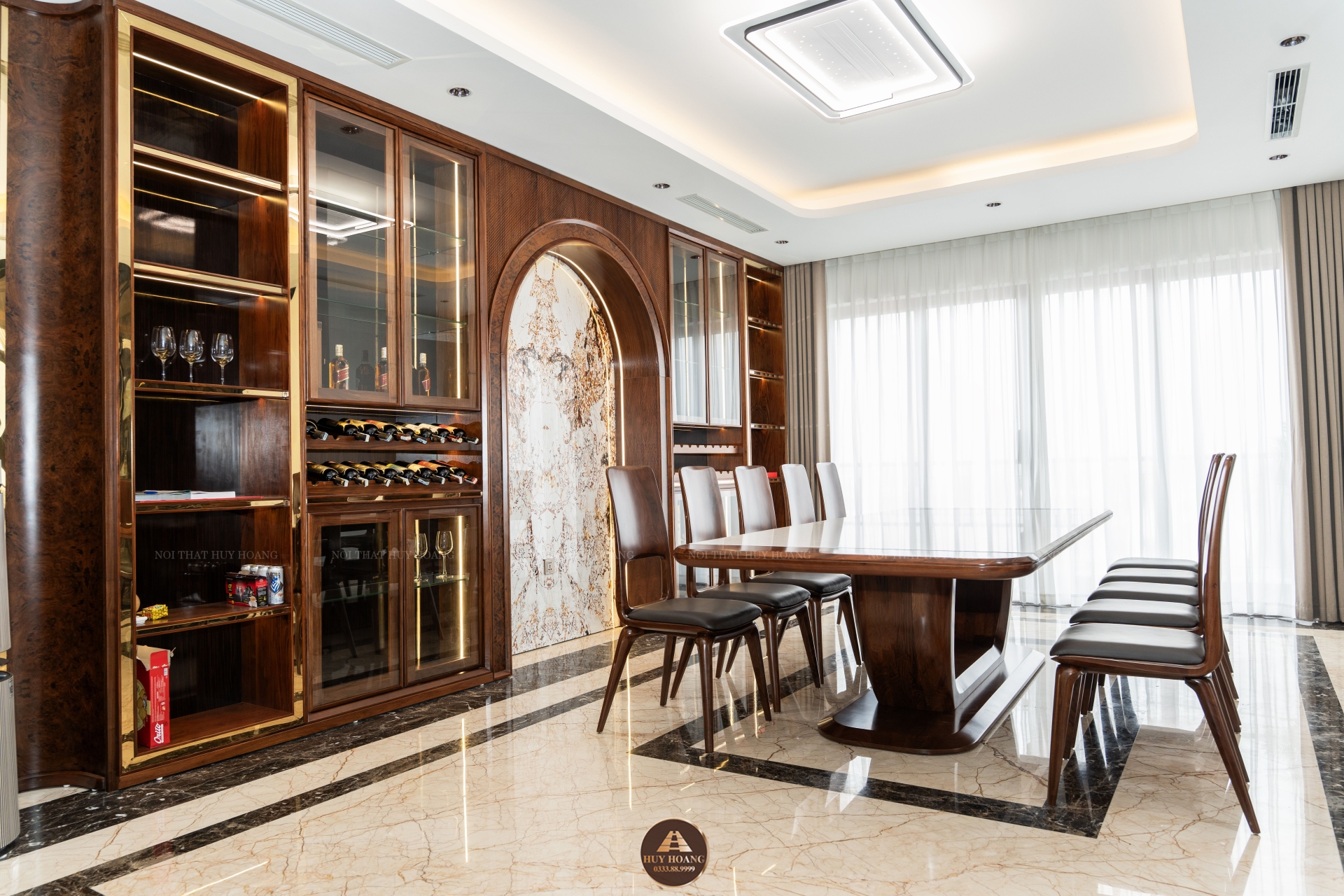 THIẾT KẾ NỘI THẤT GỖ ÓC CHÓ VILLA ĐÔNG ANH