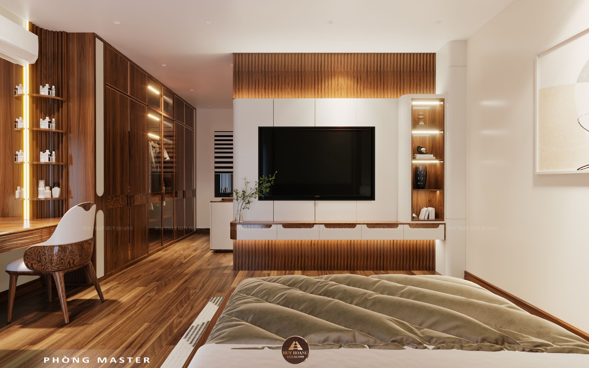 THIẾT KẾ NỘI THẤT GỖ ÓC CHÓ NHÀ PHỐ THỦ ĐỨC