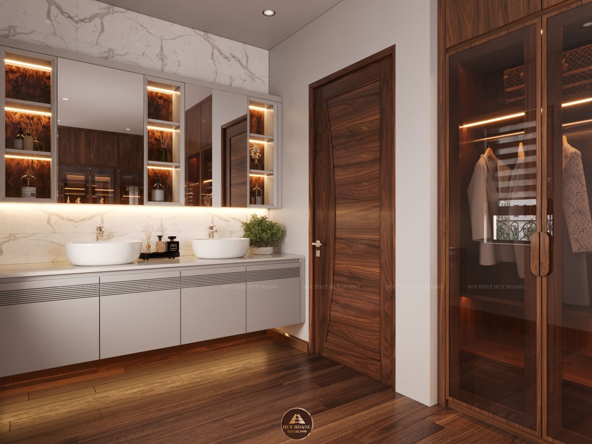 THIẾT KẾ NỘI THẤT GỖ ÓC CHÓ BIỆT THỰ VĨNH PHÚC