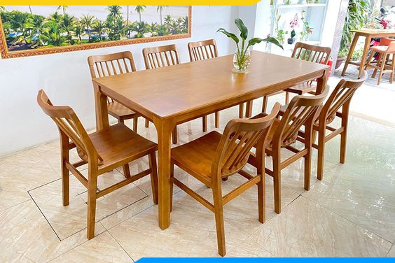 Bộ bàn ăn gỗ sồi 10 ghế