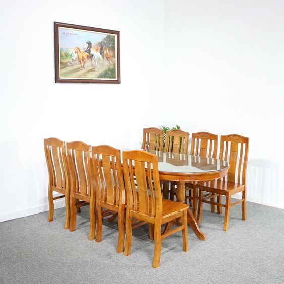 Bộ bàn ăn gỗ sồi 8 ghế