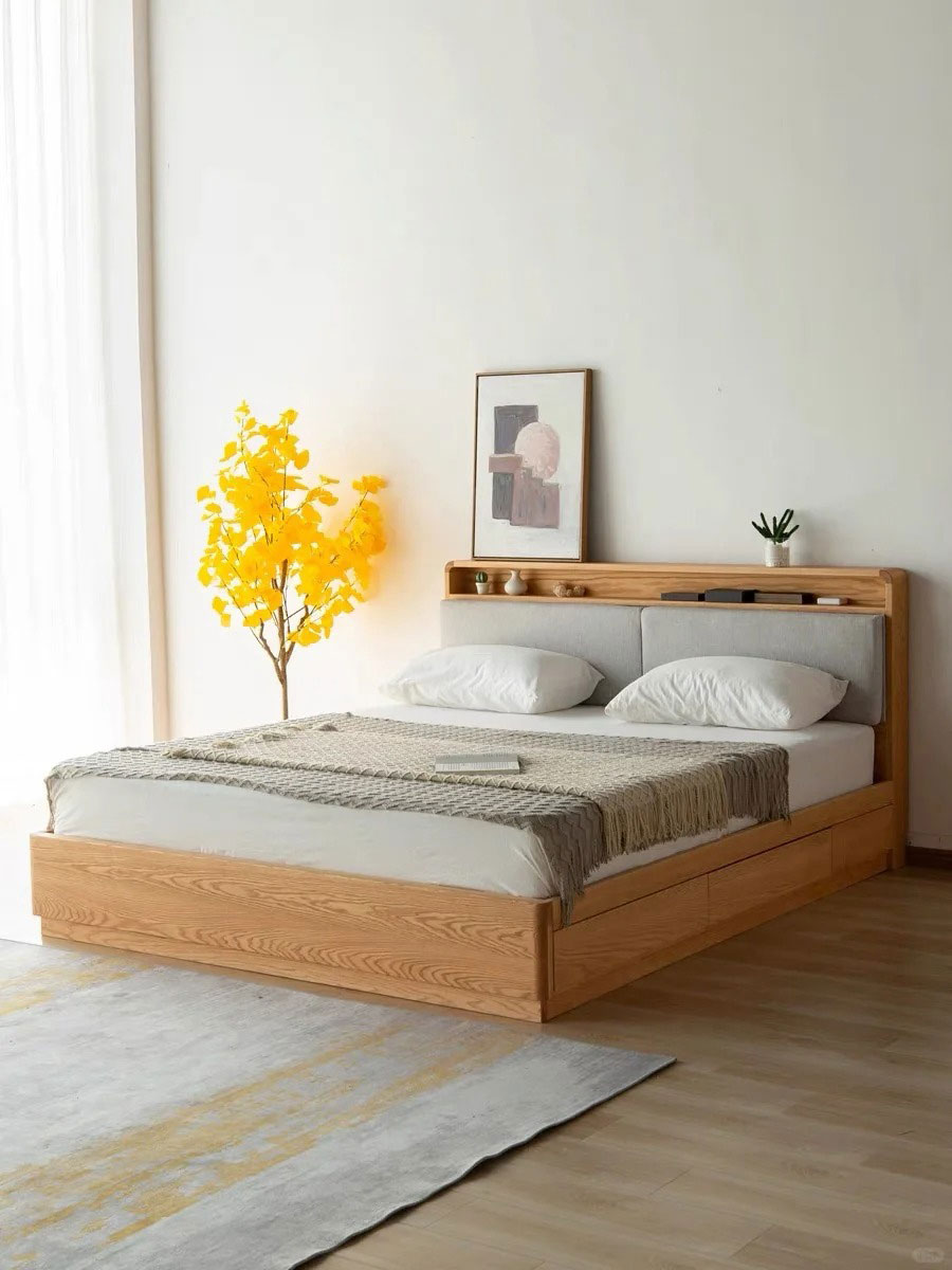 giường ngủ gỗ sồi có ngăn kéo