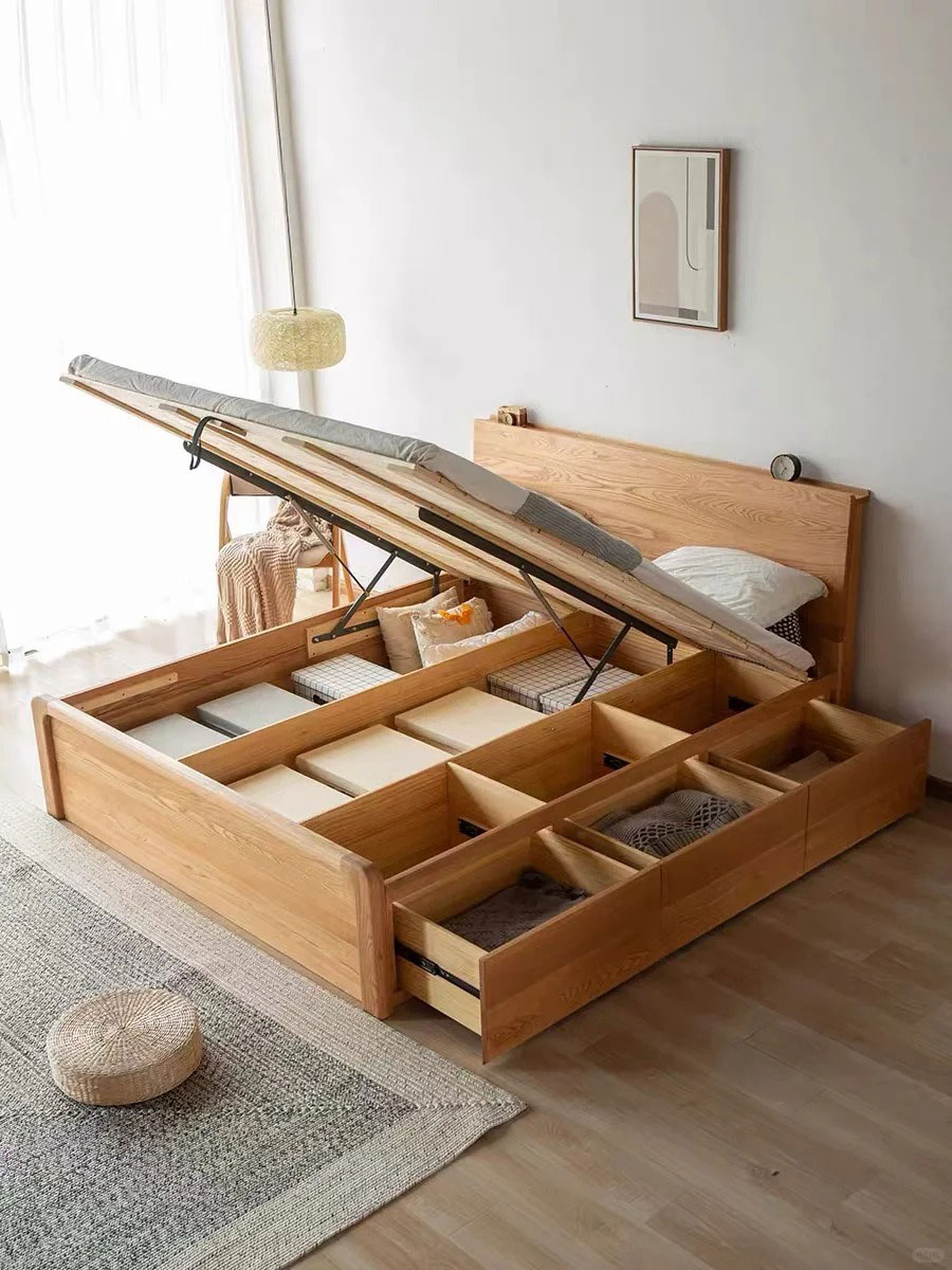 giường gỗ sồi có ngăn kéo