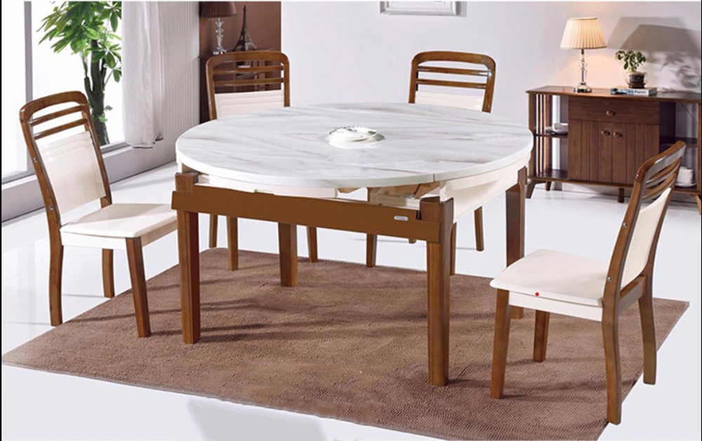 Bàn ăn tròn gấp gọn hai cánh vào hộc bàn mẫu 2
