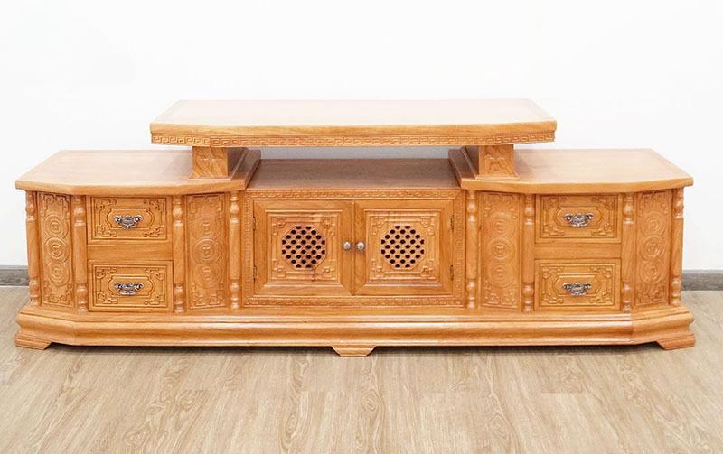 Mẫu kệ tivi gỗ gõ đỏ nguyên khối