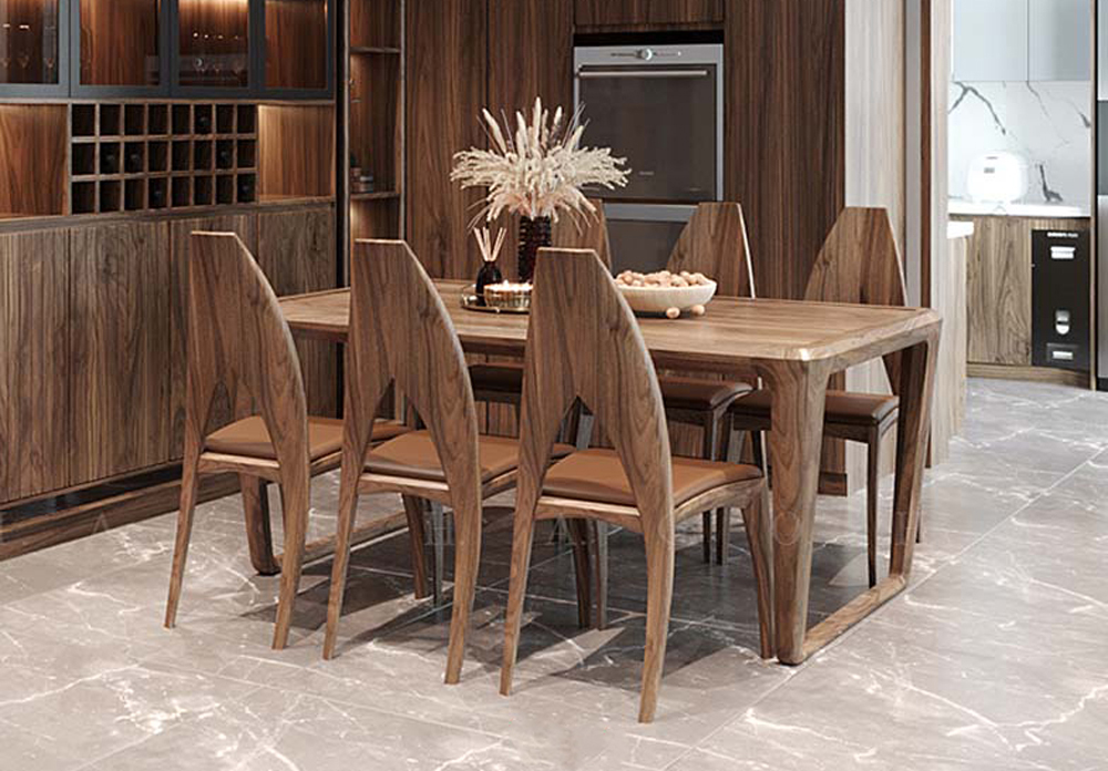 Mẫu bàn ăn 6 ghế với thiết kế tựa lưng độc đáo, khác lạ