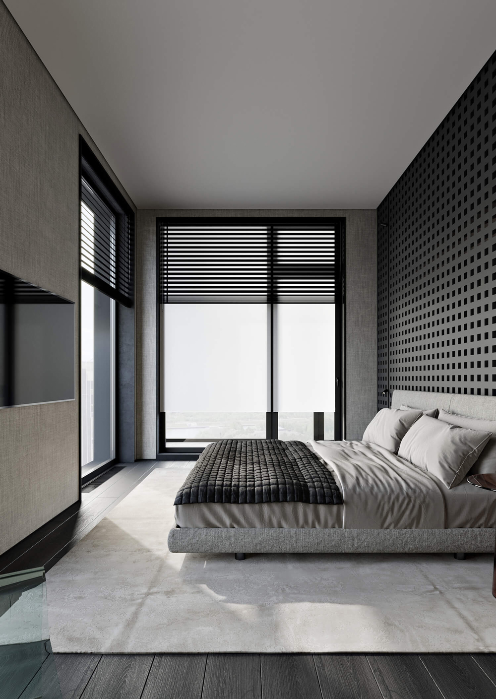 Không gian nội thất phòng ngủ penthouse Minimalism