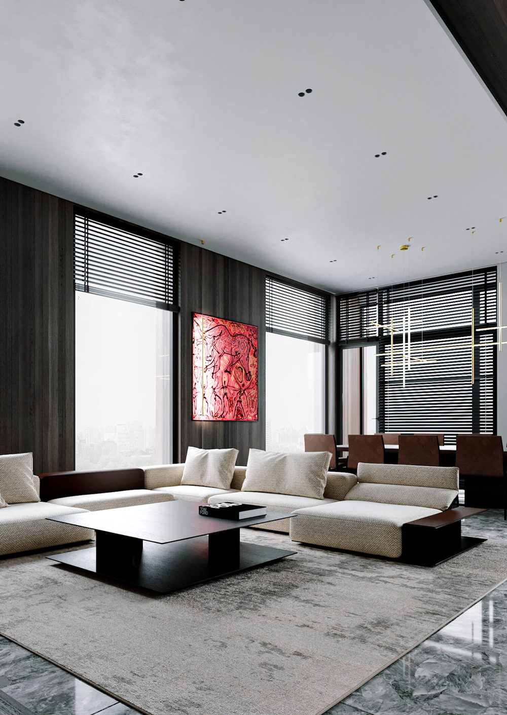 Không gian nội thất phòng khách penthouse Minimalism - View 4