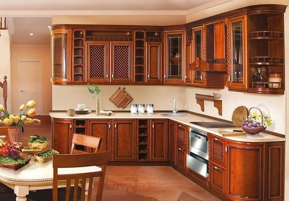 Tủ bếp gỗ gõ đỏ hiện đại