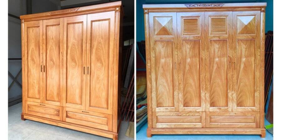 tủ quần áo gỗ gõ đỏ 4 cánh