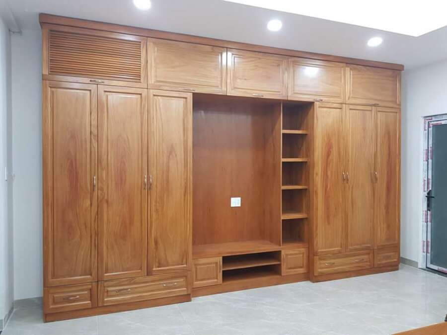 tủ quần áo gỗ gõ đỏ hiện đại
