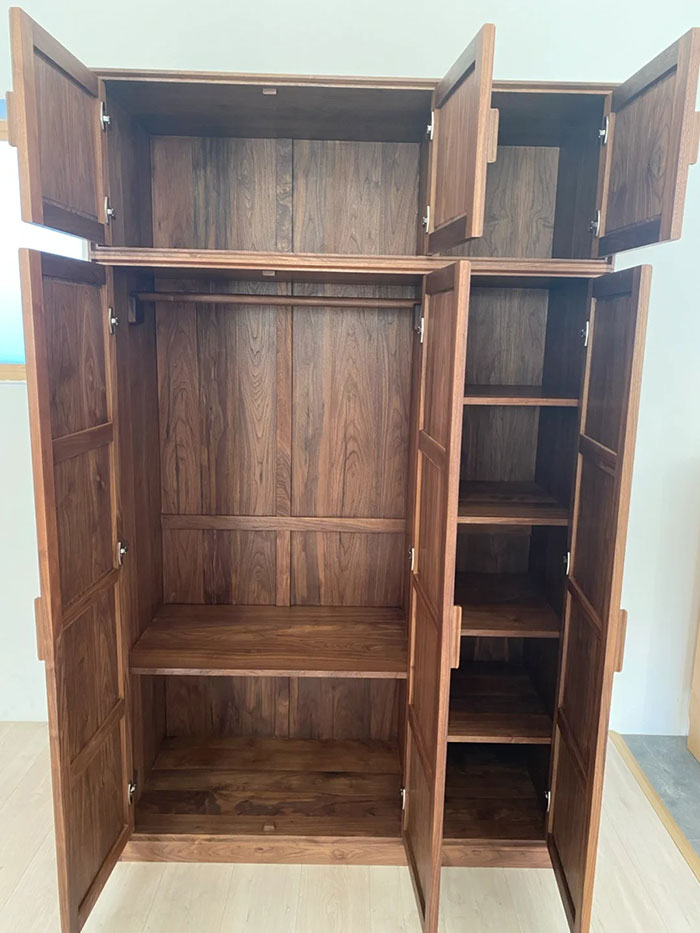 tủ quần áo 3 buồng gỗ gõ đỏ
