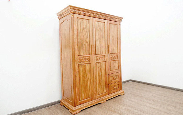 tủ quần áp 3 buồng gỗ gõ đỏ