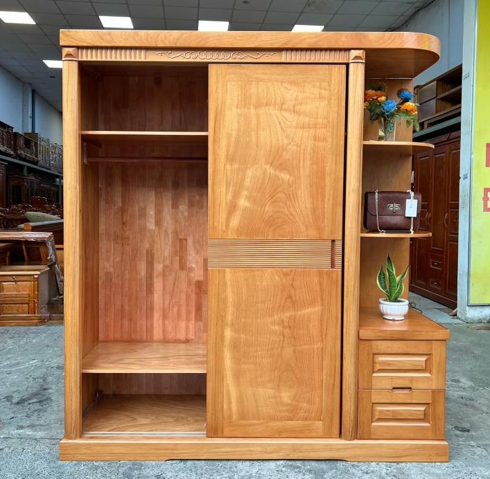 Tủ quần áo gỗ gõ đỏ hiện đại