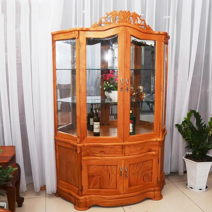 Tủ rượu góc gỗ gõ đỏ