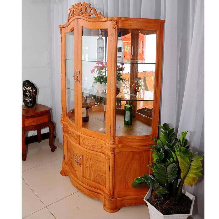 Tủ rượu góc gỗ gõ đỏ