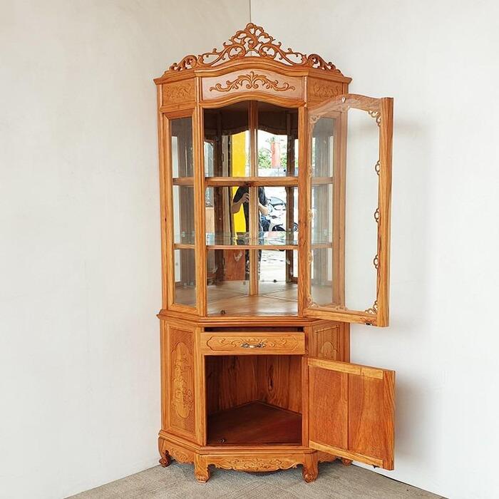 Tủ rượu góc gỗ gõ đỏ