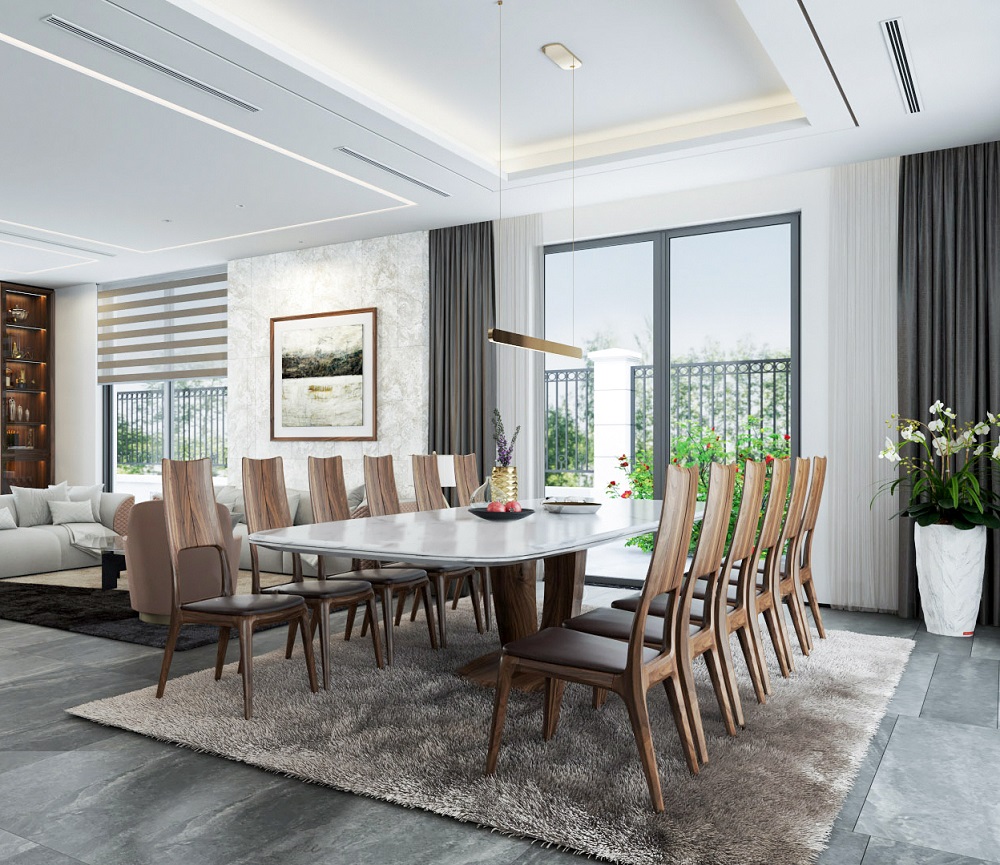 Kích thước bàn ăn phù hợp với số lượng người sử dụng