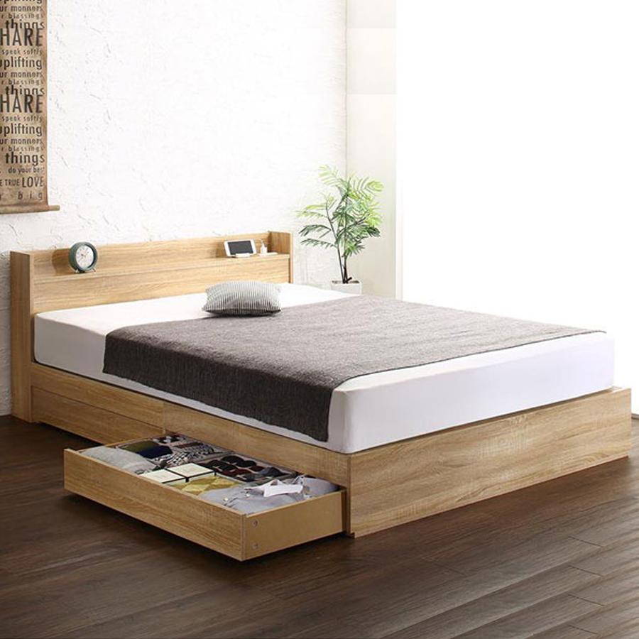 Mẫu giường gỗ sồi 2mx2m có hộc kéo