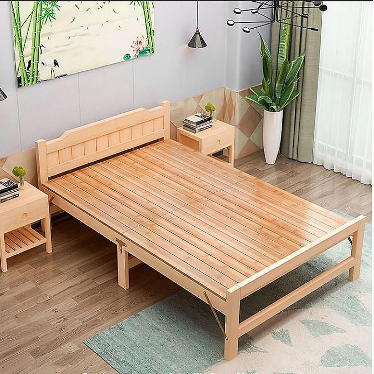 Mẫu giường gỗ tần bì gấp
