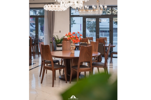 Bàn ăn gỗ óc chó 6 ghế Savilon 17